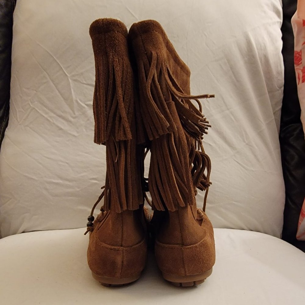 Nib Minnetonka Decorah Double Fringe Moccasin Boo… - image 3